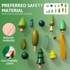 JETM·HH Wooden Tree Toys Balancing Stone Blocks | Wooden Sorting Stacking Balancing Stone Rocks | Stacking Toys for Toddlers 3+ | Lightweight Colorful Educational Toys for Toddlers (Forest)