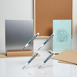 Xinjincang 4Pcs White Oil-Based Permanent Markers- Quick-Dry Industrial Pens for Metal, Glass and Hard Surfaces | Long Nose Tip Design,Industrial Markers, DIY Craft Supplies