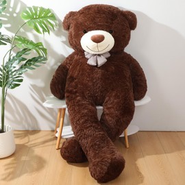 Jerify 78.8" Tall (6.56 Feet) Giant Plush Bear Light Bear Soft Stuffed Animal Bear with Ribbon Bow Cuddly Plush Bear for Birthday Valentines Christmas Holiday Party Favor(Dark Black Brown)