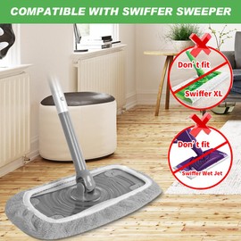 Reusable Microfiber Mop Pads Dry Sweeping Cloths Compatible with Swiffer Sweeper Mop Wet Mopping Cloths Refill for Mopping Floors (4 Pack, Mop is not Included)