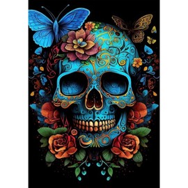Arttoplus Skull Paint by Numbers Kit for Adults-Butterfly Adult Paint by Number Kits on Canvas,Skeleton Paint by Number Adult for Gift Home Wall Decor(16x20inch)