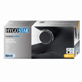 FRANZ MENSCH Hygostar Gant En Nitrile Power Grip, Black L Powder-Free, L (8-9)