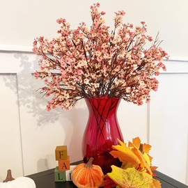 Yastouay Fake Fall Flowers Real Touch Silk Flowers, 10Pcs Fall Beige Brown Artificial Flowers for Decorations, Babys Breath Artificial Flowers Bulk for Thanksgiving Fall Decor Floral Arrangement