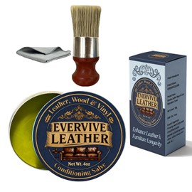 Leather & Wood Restoring Salve - 4oz Furniture Polish & Conditioner with Applicator Brush & Microfiber Towel, for Leather Couches, Car Seats, Wood Tables & Vinyl