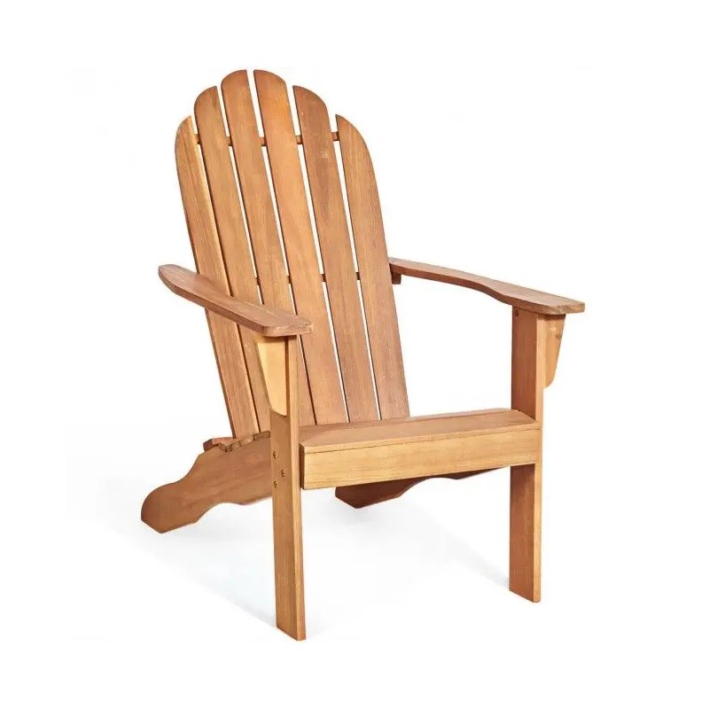 Wooden Outdoor Lounge Chair Teak Rustic Design Ergonomic Garden Chair