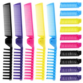 Foldable Hair Combs In Bulk, Individually Wrapped Multicolour Folding Comb, Women Men Pocket Size Double Headed Mini Hair Brush Styling Tool for Travel Hotel Homeless Shelter Charity Church(5 Pack)