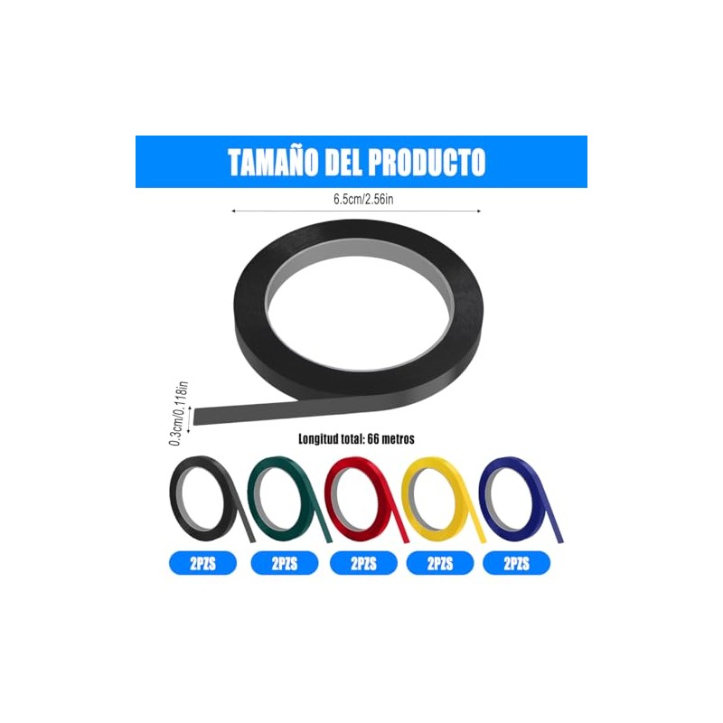 Niawea 10pzs Cinta Pizarron Pizarrón Blanco 3mm 66m Cintas Colores