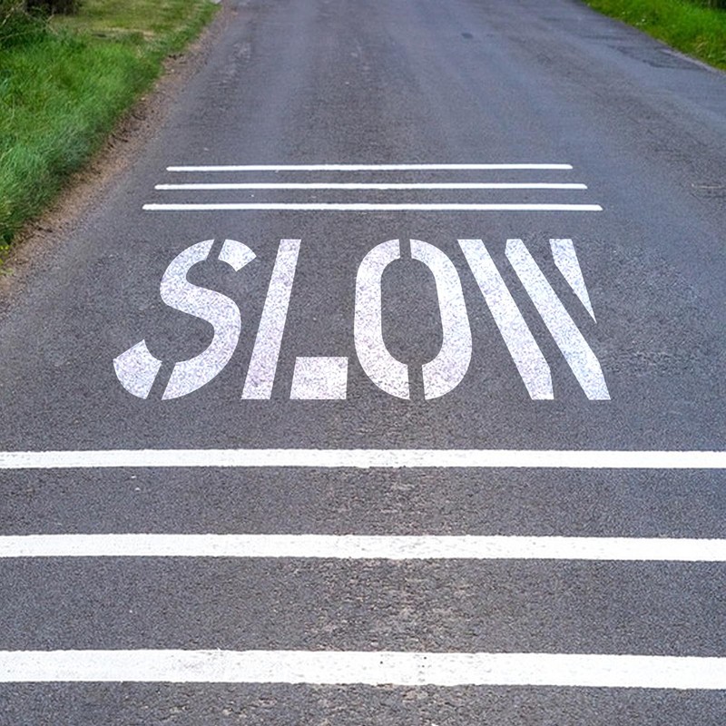 Slow Stencil, 36" Letter Height, Reusable Foldable Silicone Slow Pavement