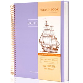 Sketchbook for Drawing Hardcover 9 x 12 Drawing Book 120 Sheets Spiral Bound Sketch Pad Premium Art Sketchbook Artistic Drawing Painting Writing Paper(68lb/100gsm) for Kids Adults Beginners, Purple