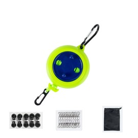 MIXNEX Green Retractable Travel Clothesline – Portable Indoor Outdoor Drying Rope with 20 Clips, Windproof Buckles & Storage Bag – No Drill Laundry Line for Hotel, Camping, Bathroom