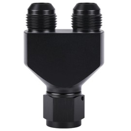 Podavelle 10AN Female to Parallel Dual 10AN Male Y Block Fuel Fitting Splitter Adapter Connector Aluminum Black