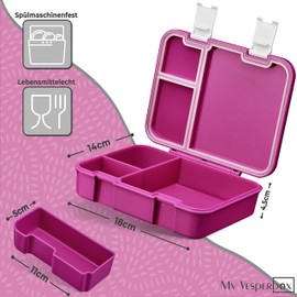 My Vesperbox Jin Bento Box Children's Lunch Box Extremely Robust Lunch Box Ideal for Nursery and School (Purple)