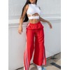 Angsuttc Red Pants Women Drawstring Side Slit Sweat Pants with