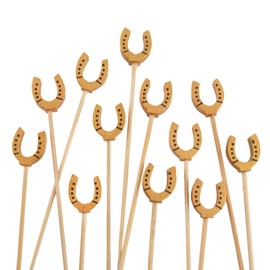 BambooMN 3.9" (10cm) Decorative Lucky Horseshoe End Bamboo Cocktail Fruit Sandwich Picks Skewers for Catered Events, Holiday's, Restaurants or Buffets Party Supplies, 100 Pieces