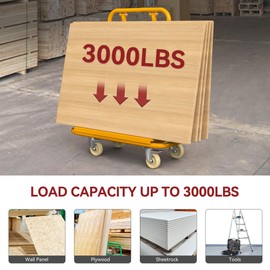YITAMOTOR Drywall Cart, 3000lbs Heavy Duty Drywall Sheet Cart 45.3" L × 22.4" W × 46" H with 4 Swivel Wheels for Wall Panel, Sheetrock, Wood Panel