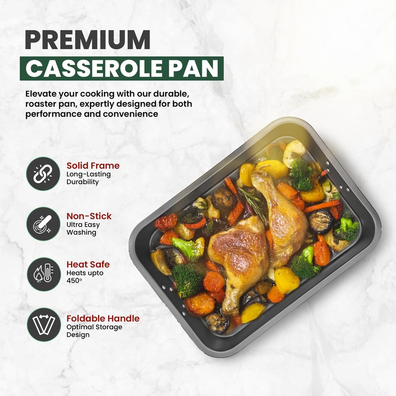 Large Lasagna Pan 12” x 16” - Heavy-Duty Nonstick Casserole