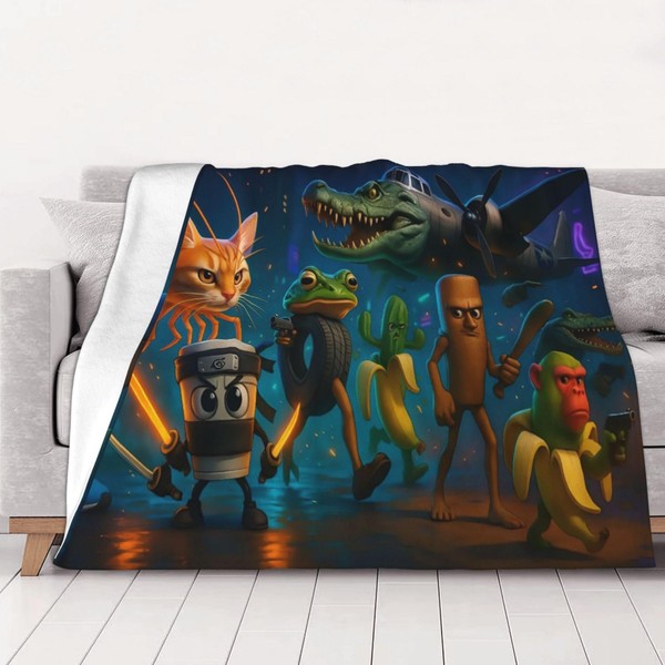 SereneSage Horror Games Italian Brain-Rot Blanket - High-Definition Print, Comfortable,