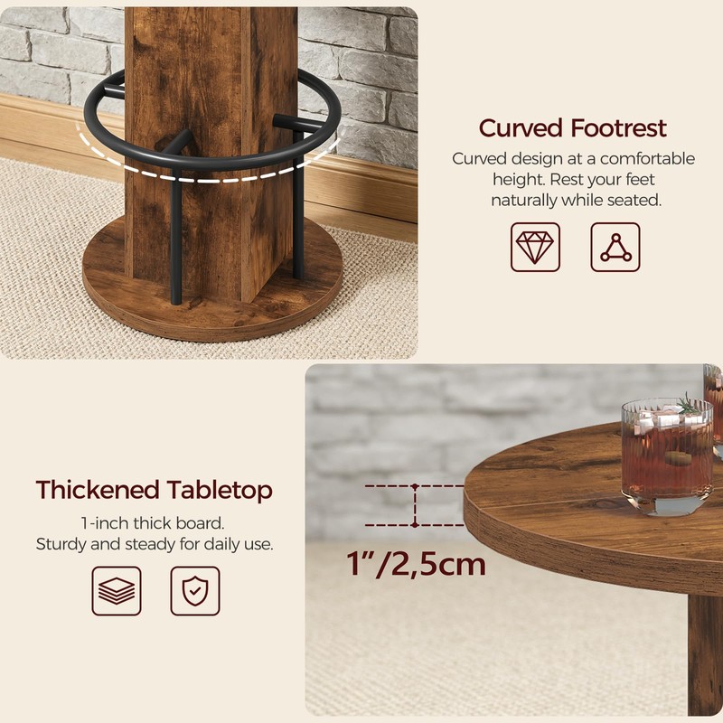 MAHANCRIS Round Bar Table, 35.6" H Bistro Pub Table with