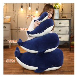 JPORSHU Soft Simulation Big Blue Whale,Marine Life Dolphin Doll Plush Toy，Back Cushion Children Birthday Gift (25 cm/9.85 inches)