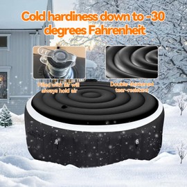 Vniyors Inflatable Hot Tub Cover - 5.4FT, Anti Air Leakage, Thickened Replacement - Round, Black