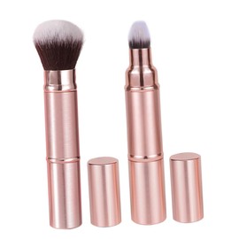 Outanaya 2pcs Retractable Travel Makeup Brush Set Double-sided Blush Brush Foundation for Portable Beauty