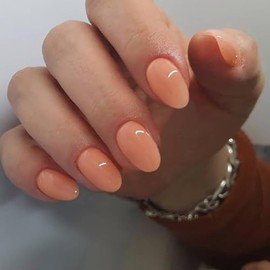 Uñas Postizas Acrílicas Cortas Y Ovaladas De Color Rosa Coral, Uñas Postizas De Color Sólido, Uñas Postizas Ovaladas Cortas Y Medianas Para Mujer, Uña