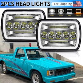 Bricologht Pair For 1982-93 Chevy S10 GMC S15 5x7 7x6" LED Headlights DRL Hi/Lo Turn Signal