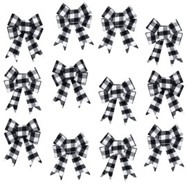 Iconikal Decorative Bows, 5 x 7 inches (White Buffalo Plaid)