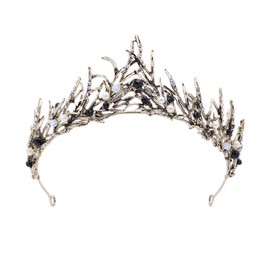 Baroque Pearl Black Pearl Baroque Rhinestone Women's Wedding Tiara for Weeding Birthday Party Bridal