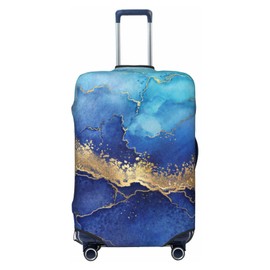 Lukbfall Blue Marble Luggage Suitcase Covers Elastic Washable Luggage Protector Travel Suitcase Protective Cover For Kid And Adult, L (Fit 25-28 Inch Luggage)