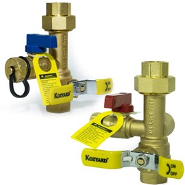 Kozyvacu 3/4-Inch IPS Isolator Tankless Water Heater Service Valve Kit with Clean Brass Construction (FNPTxFNPT)