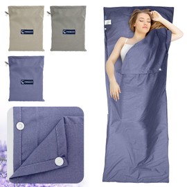 newhsy Sleeping Bag Liner Portable Lightweight Sleeping Bag Liners with Pillow Slot for Camping, Hotel, Travel 210 x 77 CM Backpacking Essentials & Camping Accessories