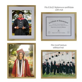 Boarding - Marco de fotos de 11 x 14 pulgadas con plexiglás pulido, visualización de certificado de 8.5 x 11 pulgadas con alfombrilla extraíble o 11 x 14 pulgadas sin alfombrilla, marco de fotos para