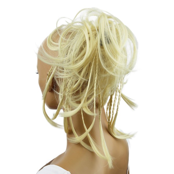 CAISHA PRETTYSHOP XXL Large Scrunchy Braided Updo Slightly Wavy Messy Bun Hairpiece Platinum Blonde G3D