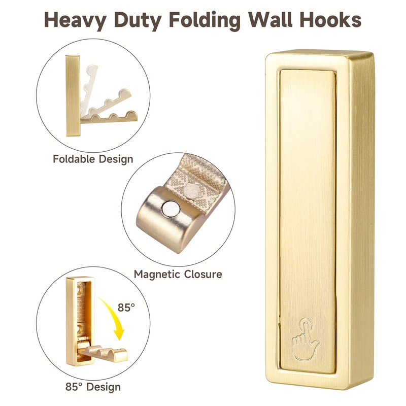 Patioer Folding Hooks 6 Pack Foldable Coat Hook Heavy Duty