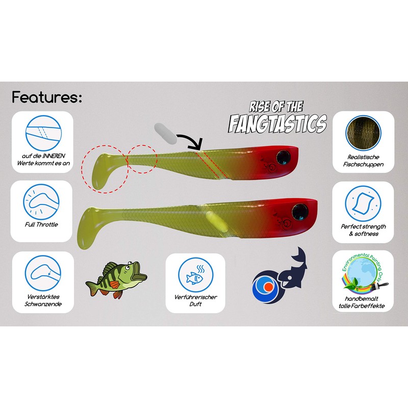 iCapio Fangtasics Bundle Tasty Shrimp, Fishing Lure for Bass, Pike