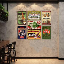 7 Pcs Bar Signs Metal Vintage Bar Signs for Home Bar Wall for Man Cave Decor - Retro Bar Accessories And Gifts Pub Club Room Sign 8×12 Inch（7pcs）
