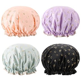 Tbestmax Gorros Ducha Mujer Niña Reutilizables Impermeables Doble Capa Impermeable