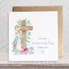 Second Ave Cute Blue Bunny Rabbit Christening Day Square Card