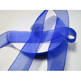 CaPiSo Organza Ribbon 50 m x 25 mm Organza Ribbon Gift Ribbon Decorative Ribbon Wedding Antenna Ribbon (Bright Blue, 50 m)