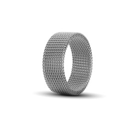Uarein 1Pc Stainless Steel 8mm Mesh Ring for Women Men.Fashion Wide Woven Mesh Ring Comfort Fit Wire Mesh Band Ring Punk Jewelry Gifts for Wife (Silver, 9)