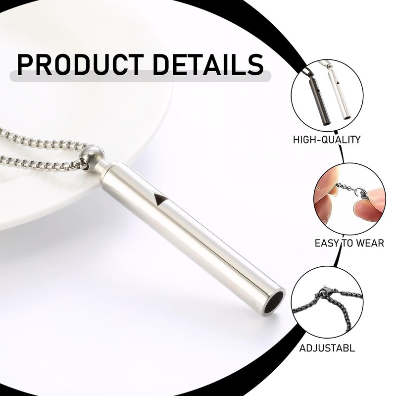 2 PCS Breathing Necklace Anxiety Relief Breathlace for Men and