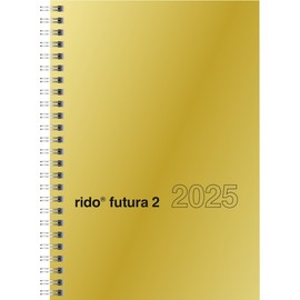 rido/idé Futura 2 Model Book Calendar (2025), 2 Pages = 1 Week, A5, 160 Pages, Glossy Cardboard Cover, Gold