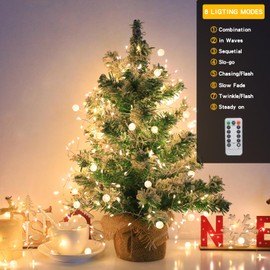 200 WW Cluster Lights Christmas Twinkly Globe String Lights for Christmas Tree Waterproof Copper Wire Firecracker Light for Bedroom Indoor Decoration