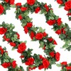 Luyue 2Pack-15ft Fake Red Rose Vine Christmas Garland Artificial Flower