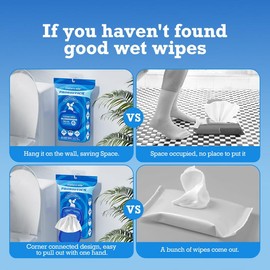 matern'ella Hanging Flushable Wipes Unscented Extra Large Corner-Connected Wet Wipes Adult Plant Based Fibers with Probiotics Alcohol Free Sewer Safe Butt Wipes Travel 8 Packs 640 Wipes, toilet paper