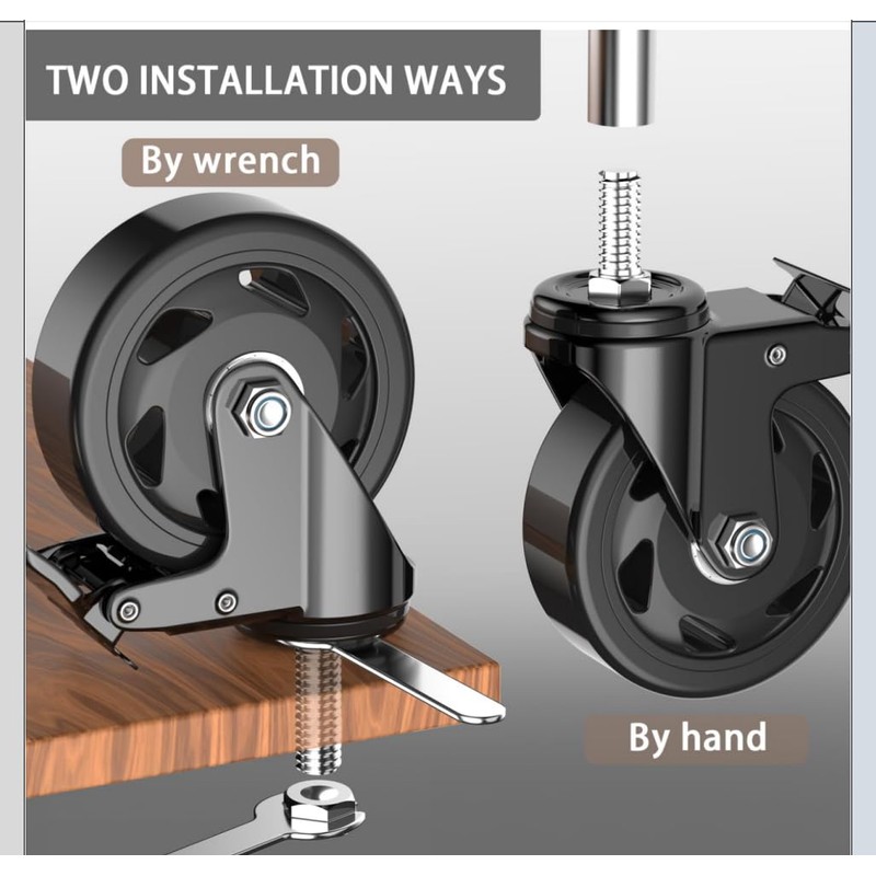 2 inch Casters Set of 4,Threaded Stem Caster Wheels -