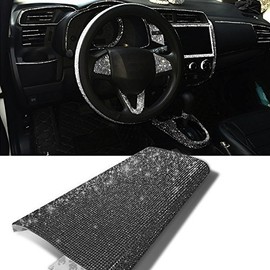 YGMONER 9.4 x 8 Inch Bling Rhinestone Stickers DIY Car Trim Self-Adhesive Crystal Rhinestone Sheet Sticker DIY Crafts Car Interior Decor Accessories for Women (Black, 1-Count)