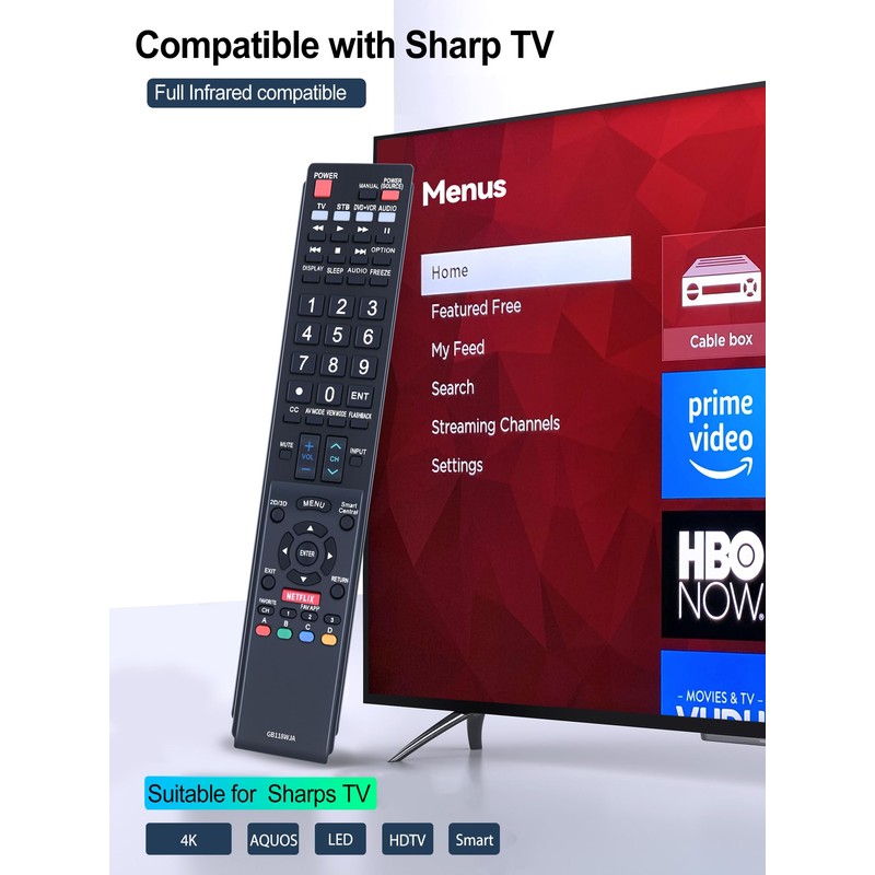 GB118WJSA Replacement TV Remote Control for Sharp Television Fit for