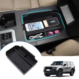 Fgtagtal Center Console Organizer Tray Compatible with Toyota Land Cruiser Prado 2024 2025, ABS Interior Armrest Insert Storage Box with Mat Accessories